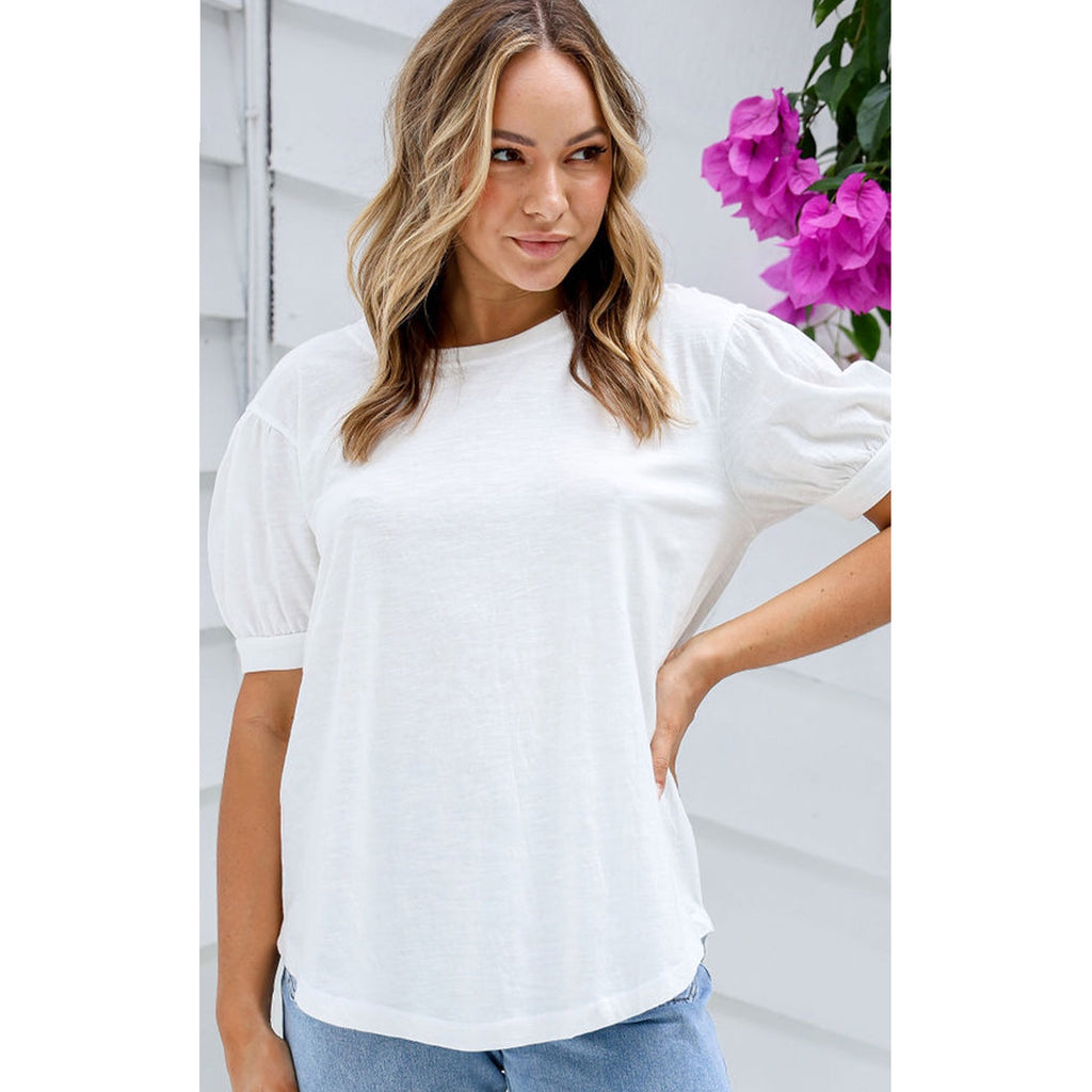 Top Puff Sleeve Tee - White