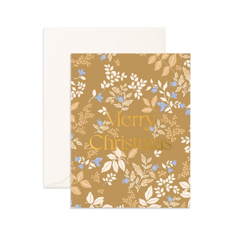 Card Christmas Gold Holly