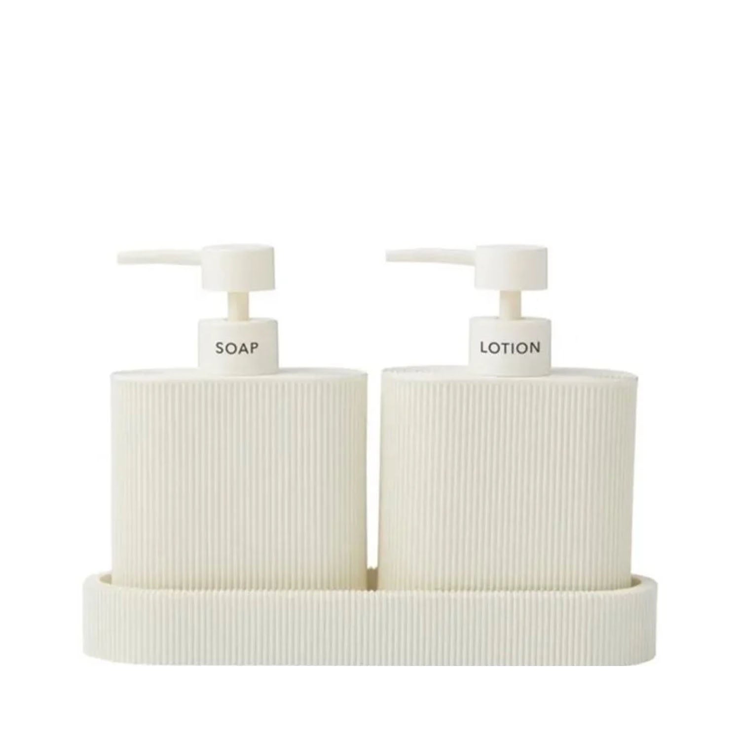 Dispenser Sid Resin Set 2 + Tray - Ivory