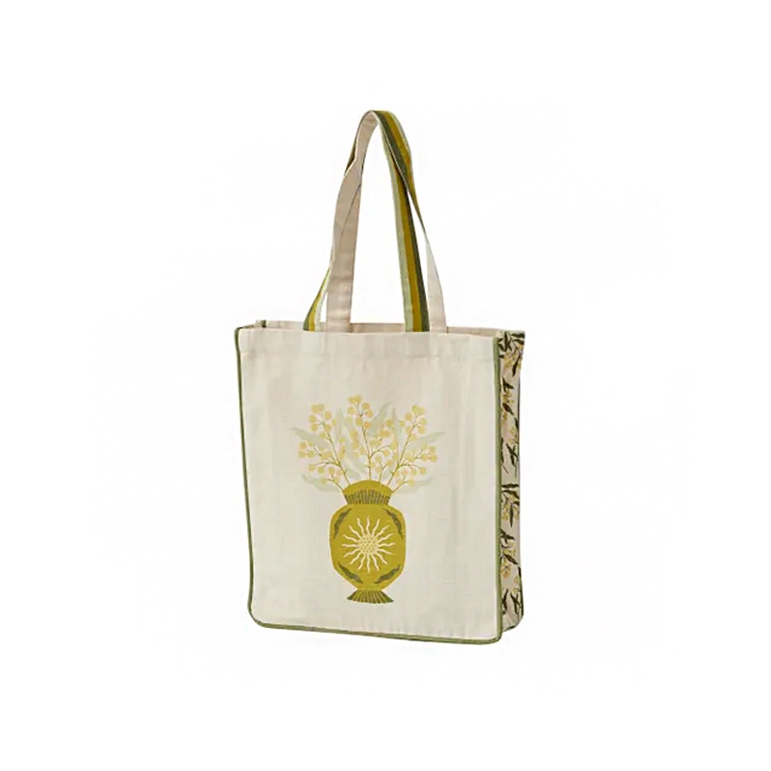 Tote Flora Wattle Cotton - Green (35x40cm)