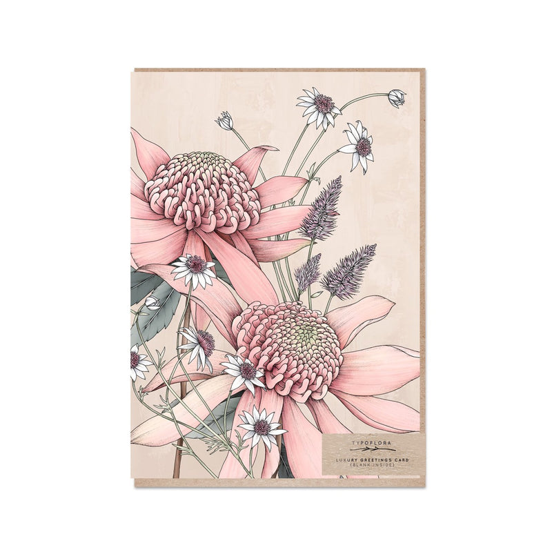 Card Pink Waratah Portrait