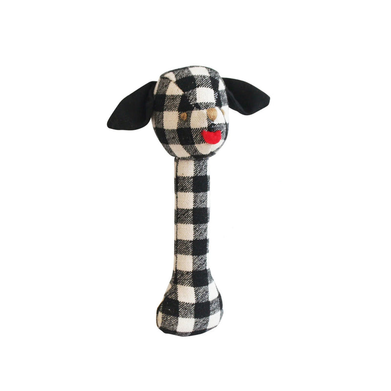 Rattle Stick - Puppy Check Linen