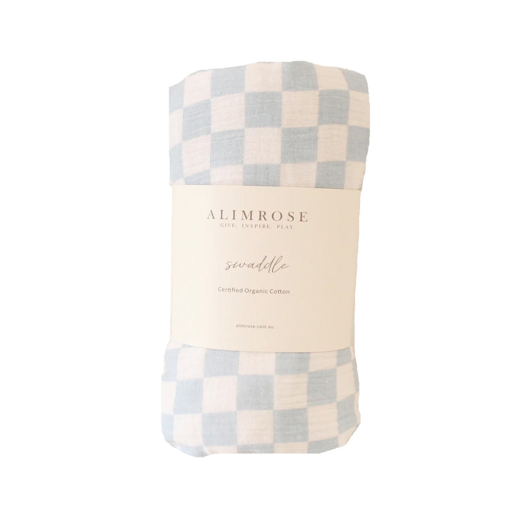 Swaddle Muslin Checker Blue