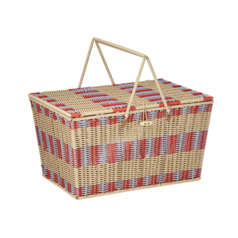 Basket Woven Capri - Red & Blue