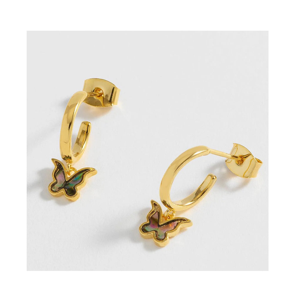 Earrings Abalone Butterfly Hoops