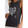 Top Ace Of Hearts Ribbed Tank - Black Wash