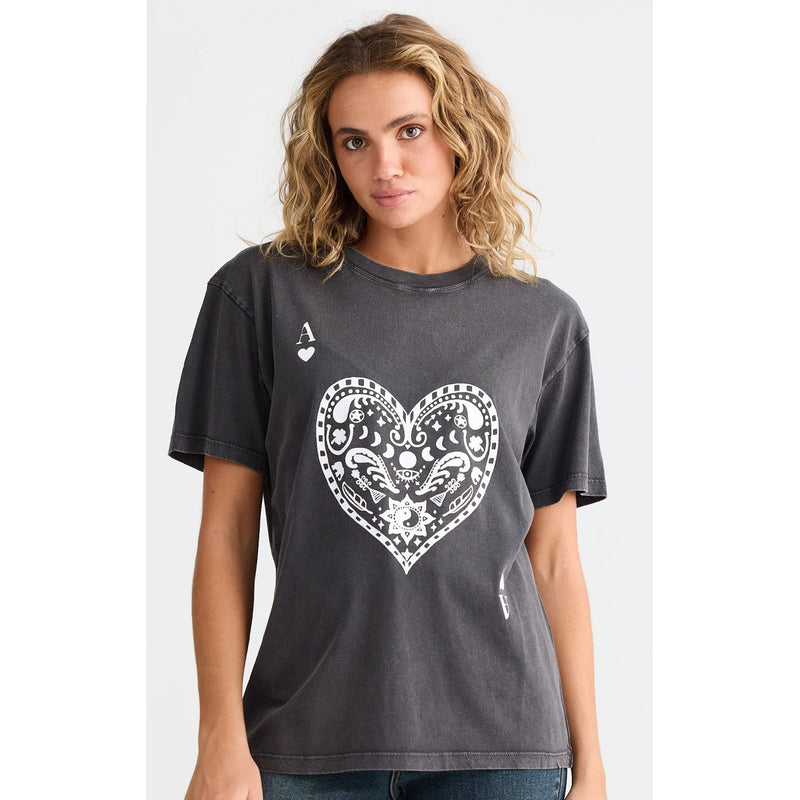 Top Ace Of Hearts Relaxed Tee - Black Wash