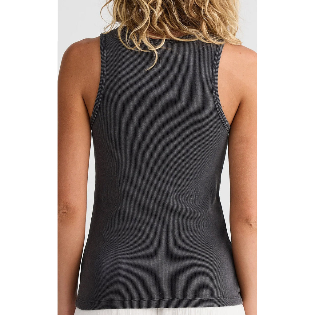 Top Ace Of Hearts Ribbed Tank - Black Wash