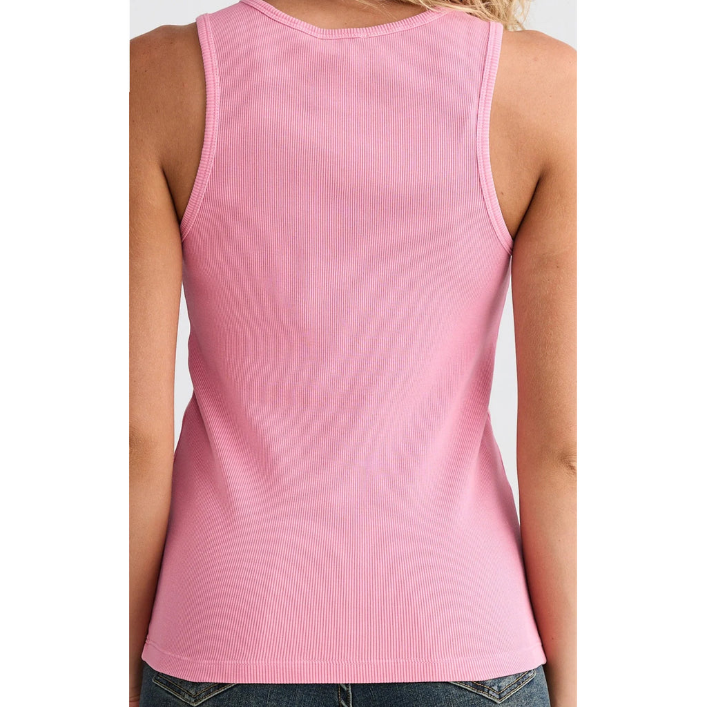 Top Ace Of Hearts Ribbed Tank - Pink Wash