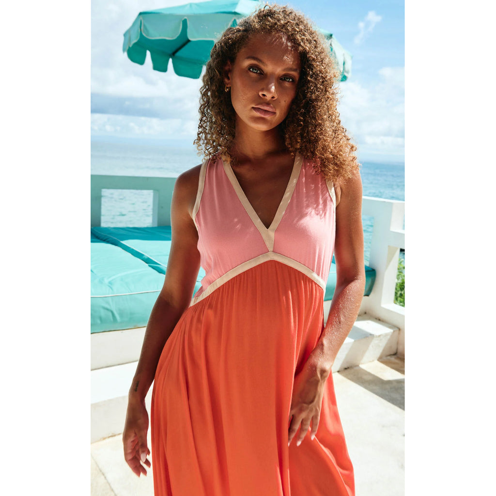 Dress Alegria Spliced Maxi - Cameo/Coral