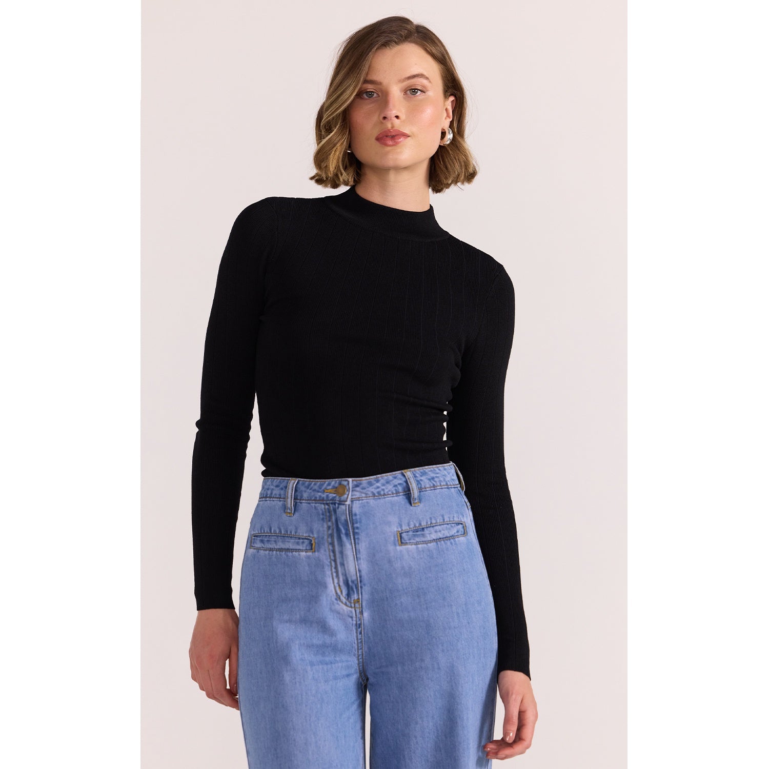 Top Aria Knit Skivvy - Black