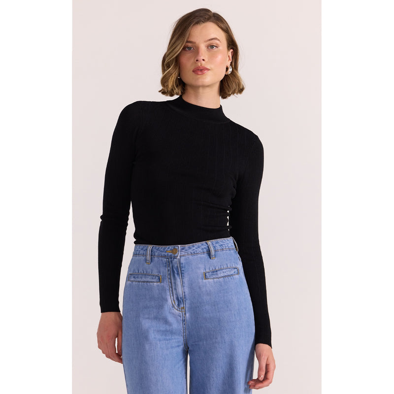 Top Aria Knit Skivvy - Black