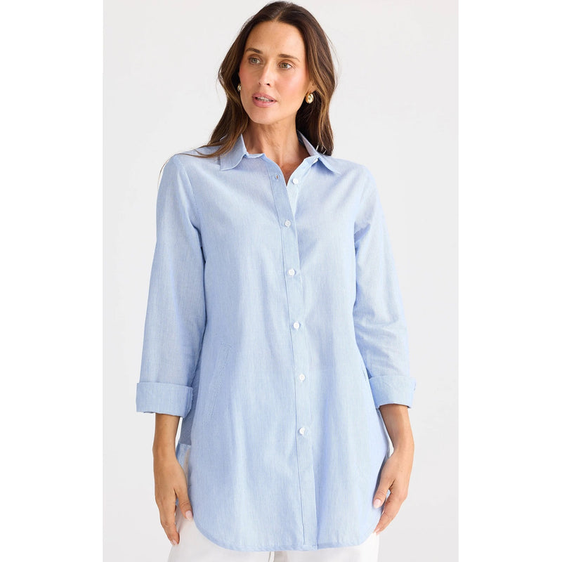 Top Ava Shirt Blue Pinstripe