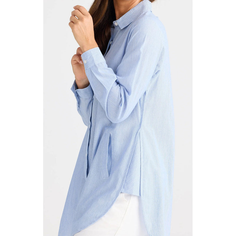Top Ava Shirt Blue Pinstripe