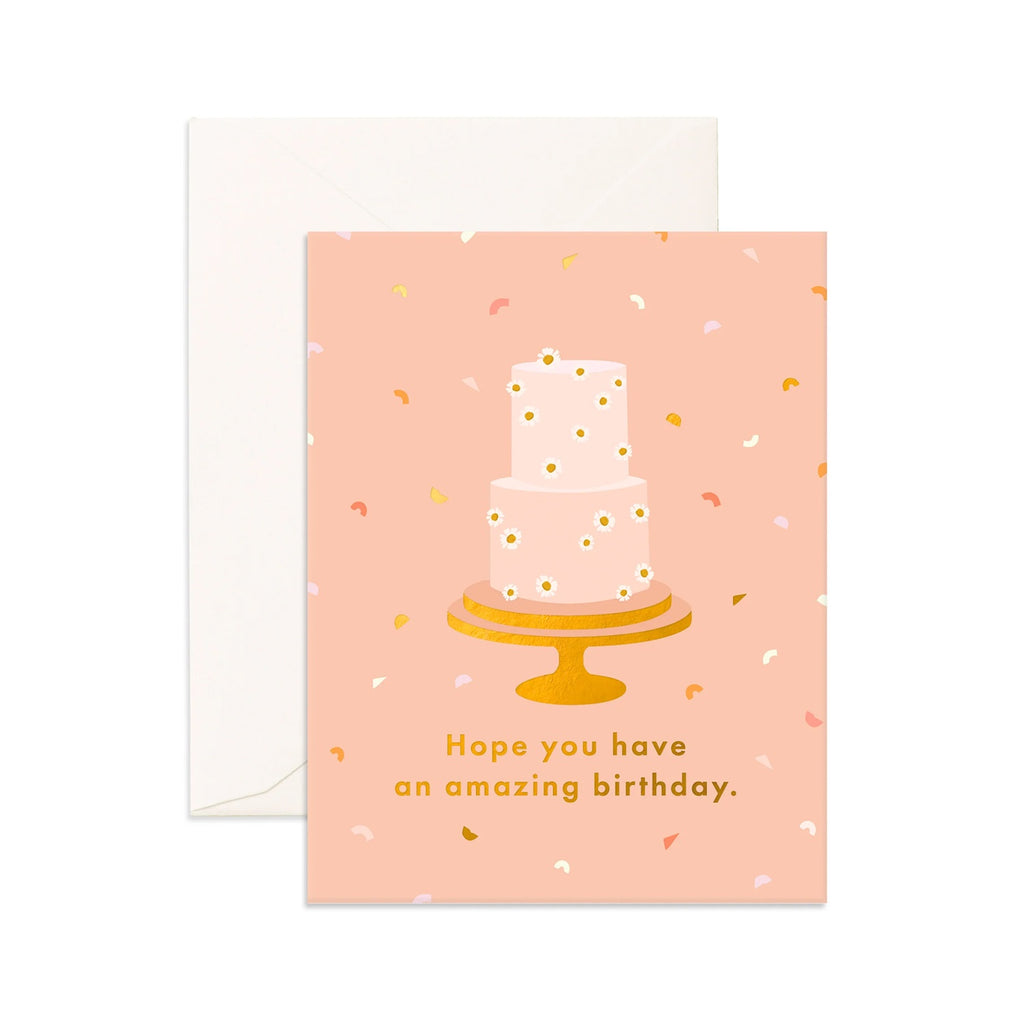 Card Birthday Cake Daisies Greeting