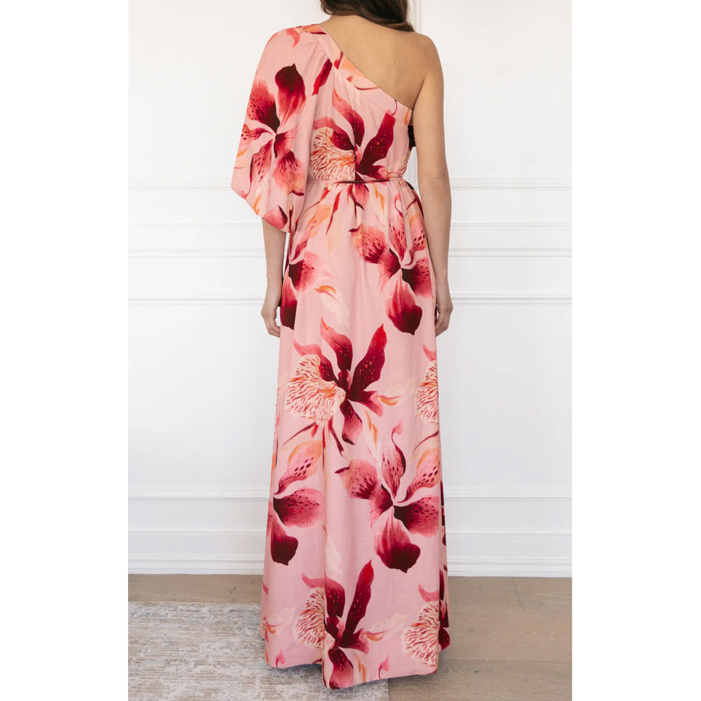 Dress One Shoulder Maxi - Blush Lily