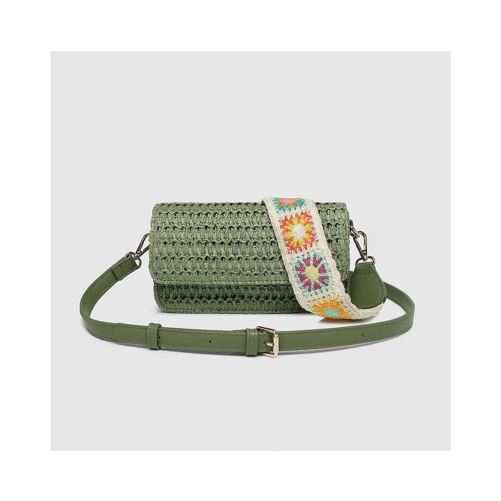 Bag Freya Raffia Crossbody - Sage green