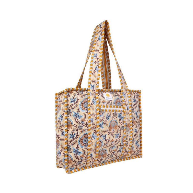 Bag Quilted Zip Tote - Mustard