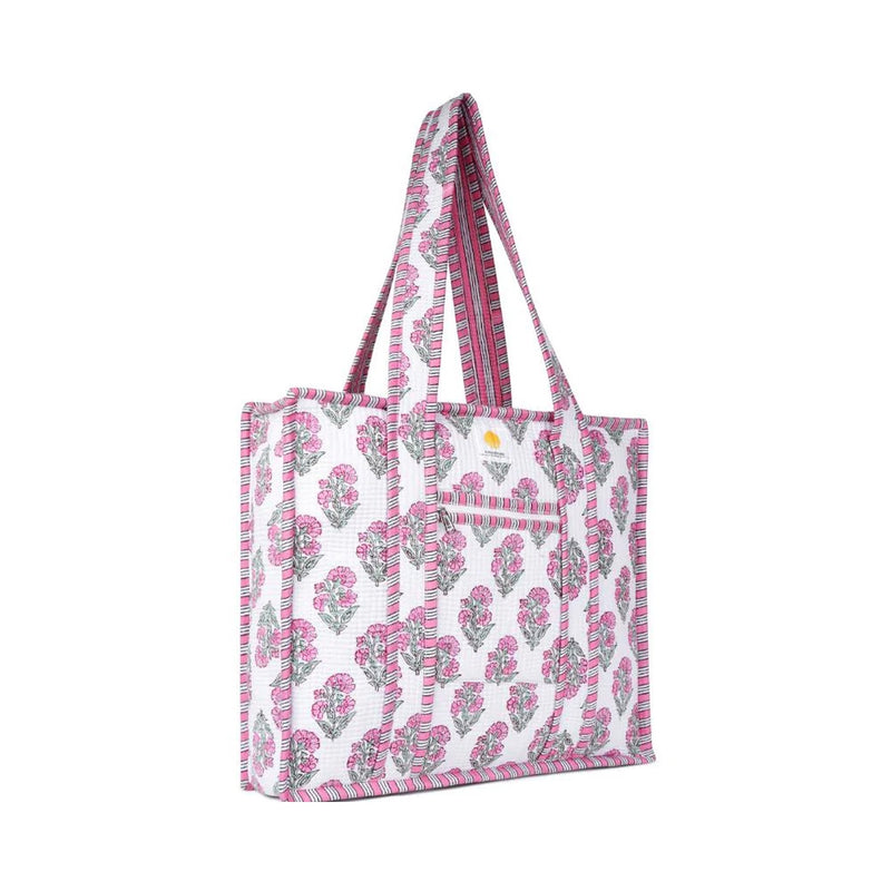 Bag Quilted Zip Tote - Pink