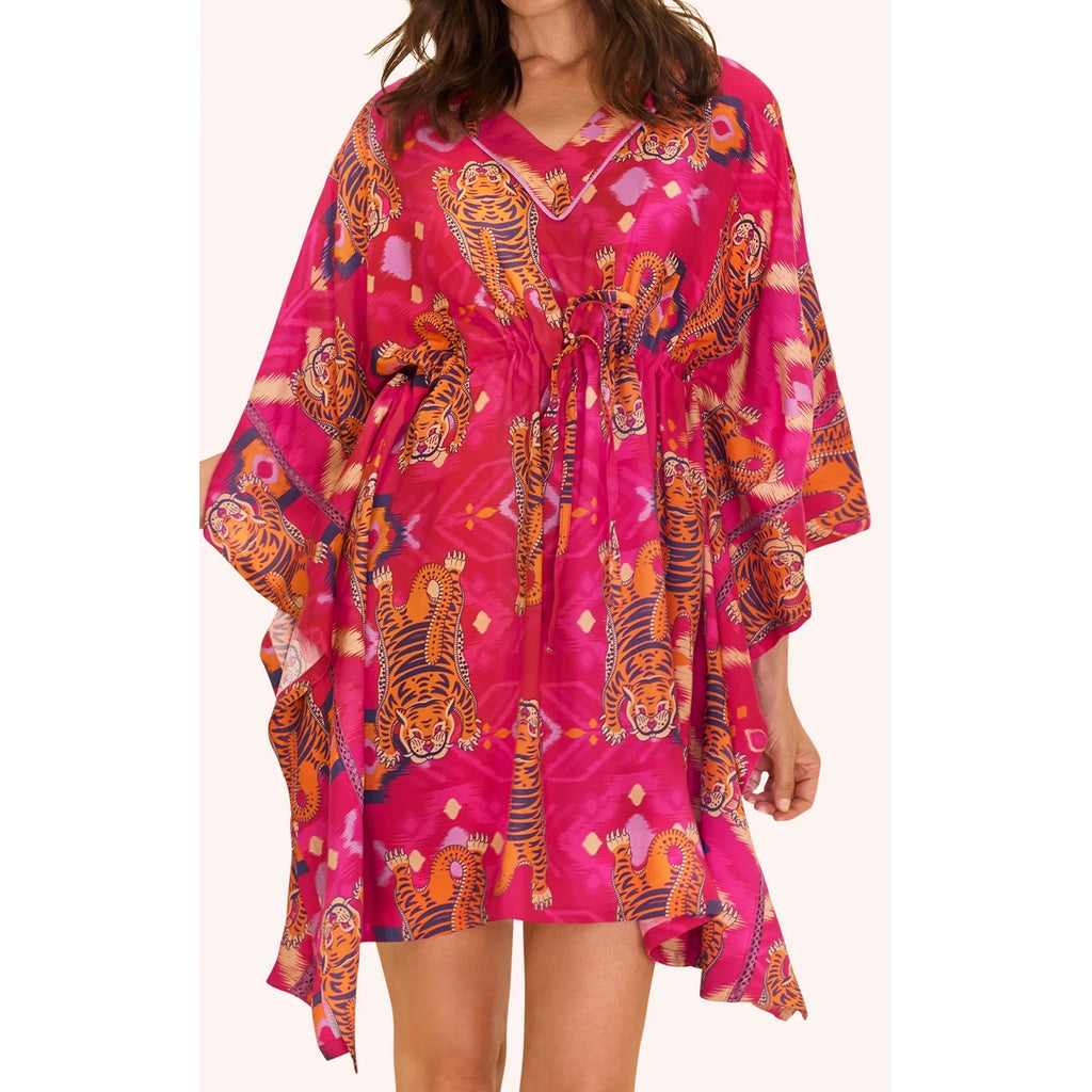 Kaftan Beach Cover up - Ikat Tigers