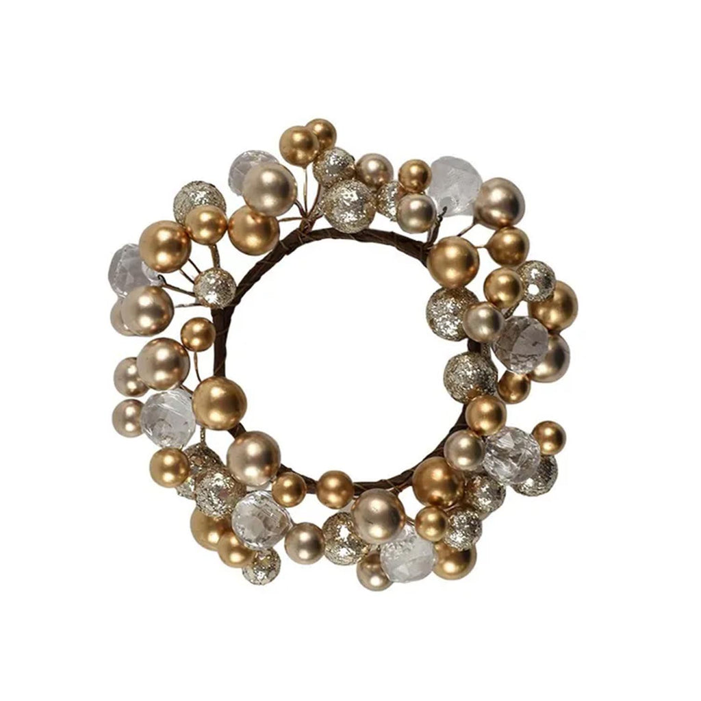 14cm Gold/Clear Beaded Candle Ring