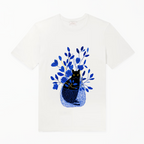 Tshirt White - Black Cat in Basket