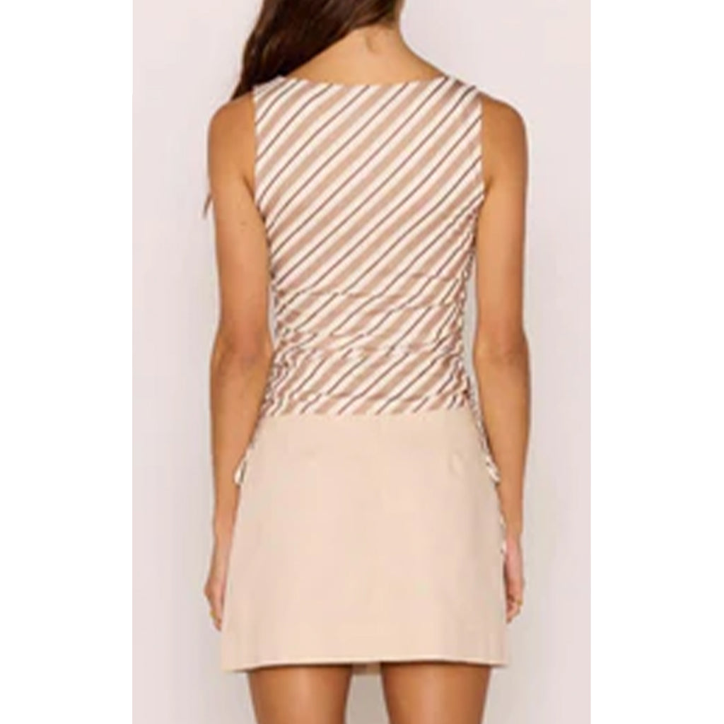 Top Orielle Mesh - Brown & Cream Stripe