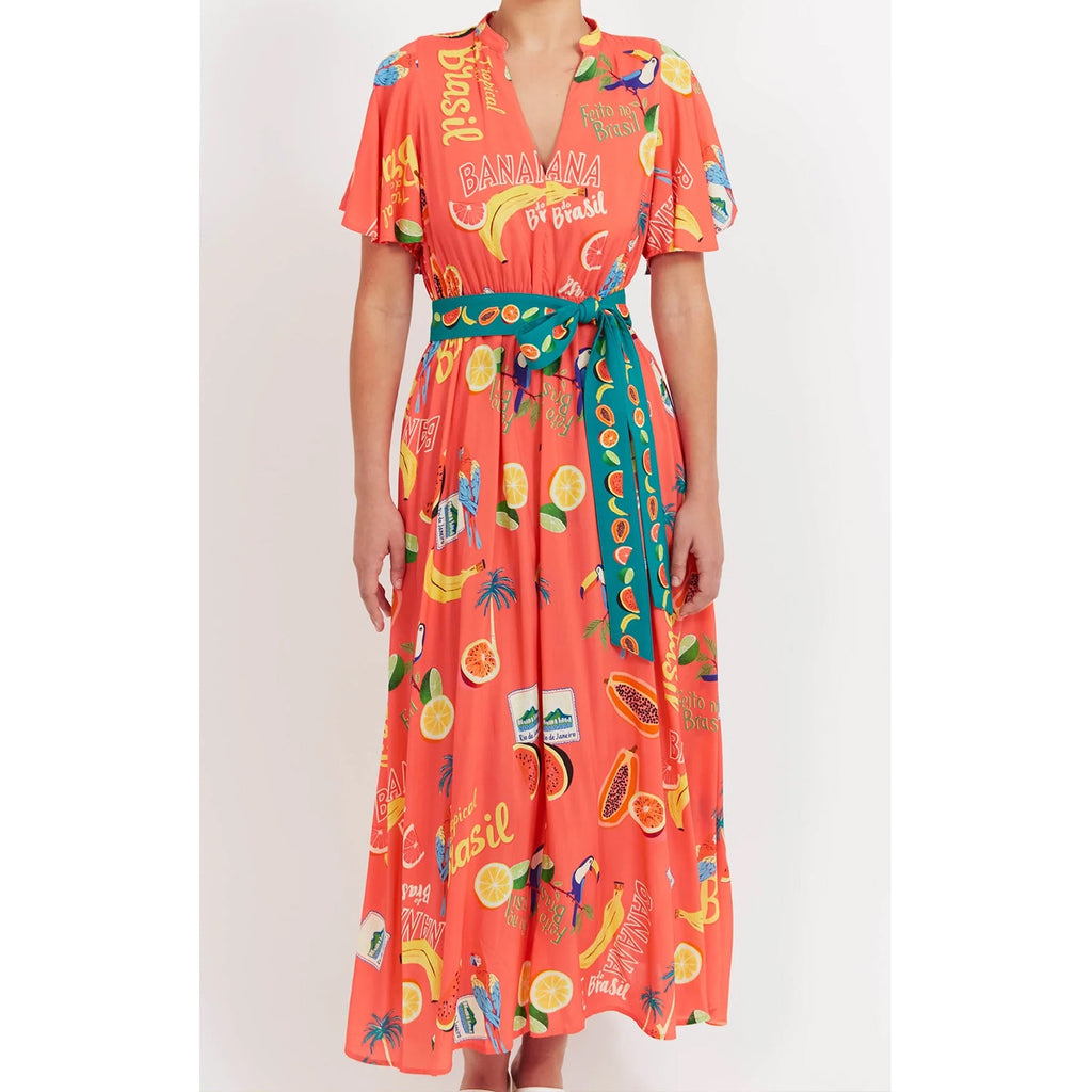 Dress Cabana V Neck Maxi - Brasil Coral