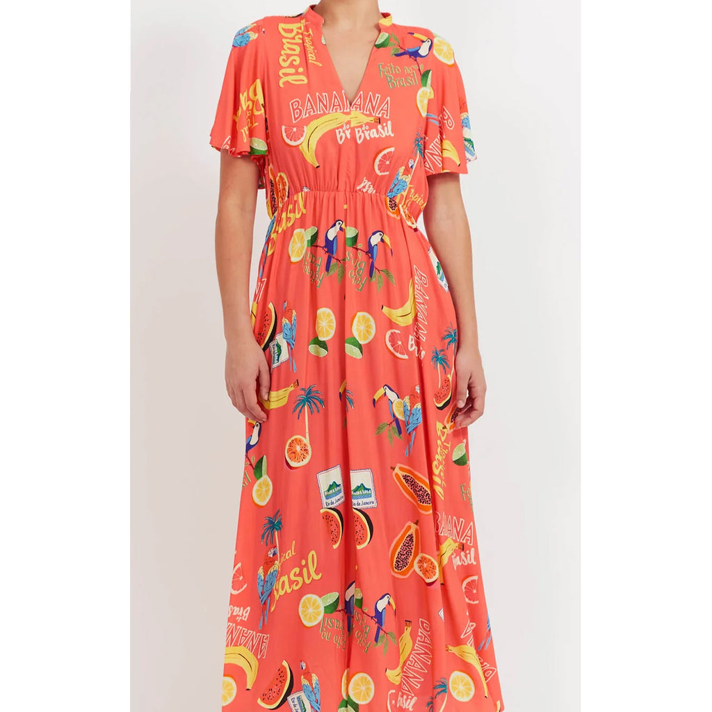 Dress Cabana V Neck Maxi - Brasil Coral