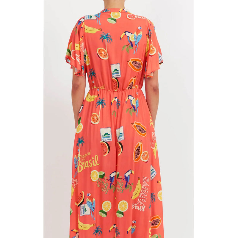 Dress Cabana V Neck Maxi - Brasil Coral