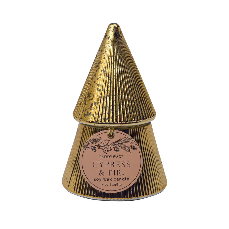 Candle Xmas Tree Gold - Cypress & Fir