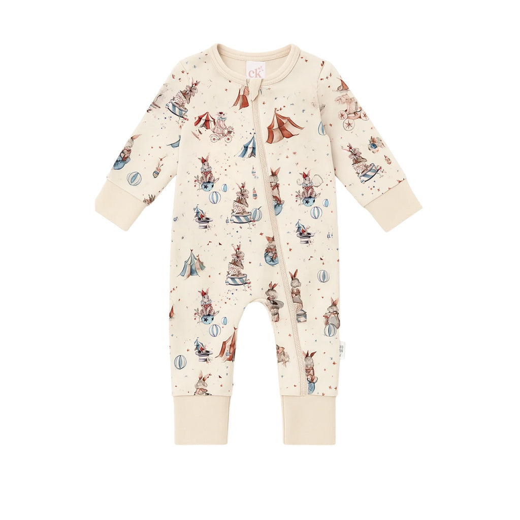 Zipsuit Bamboo - Circus Bunnies