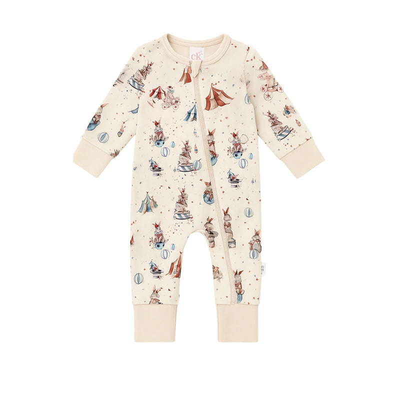 Zipsuit Bamboo - Circus Bunnies