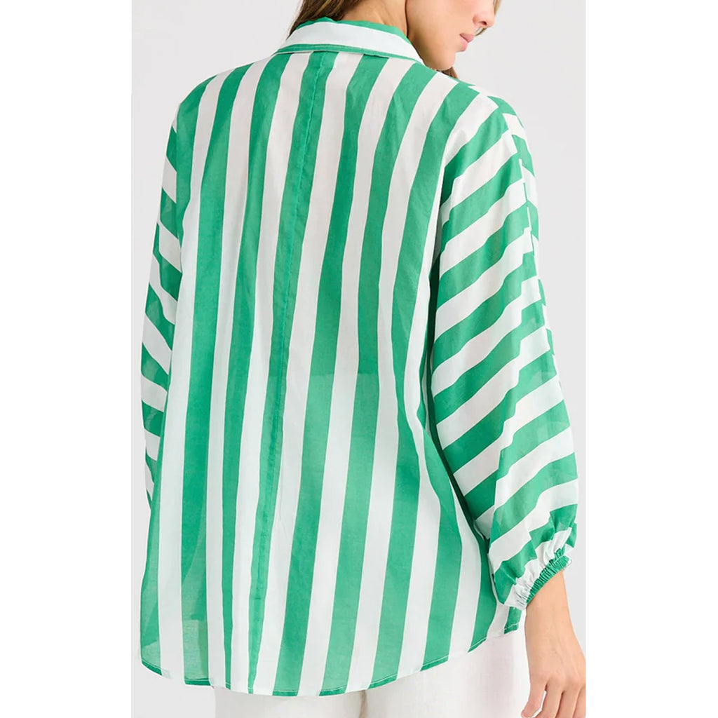 Top Cliffside Shirt - Green Stripe