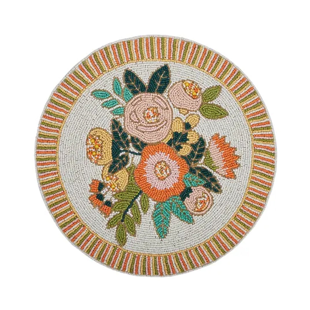 Placemat Flora Beaded Round