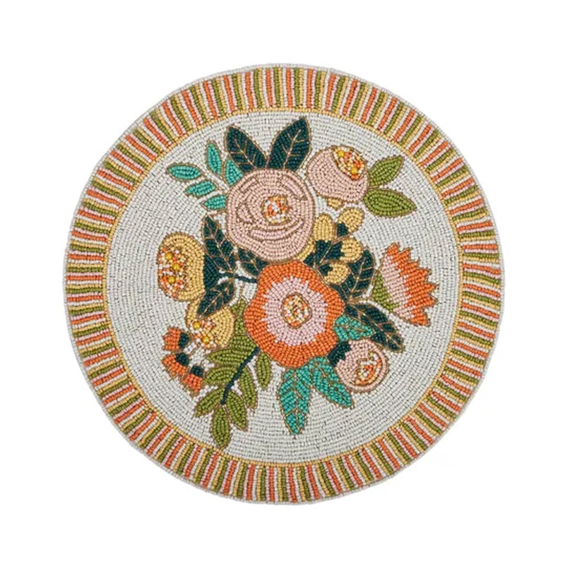 Placemat Flora Beaded Round