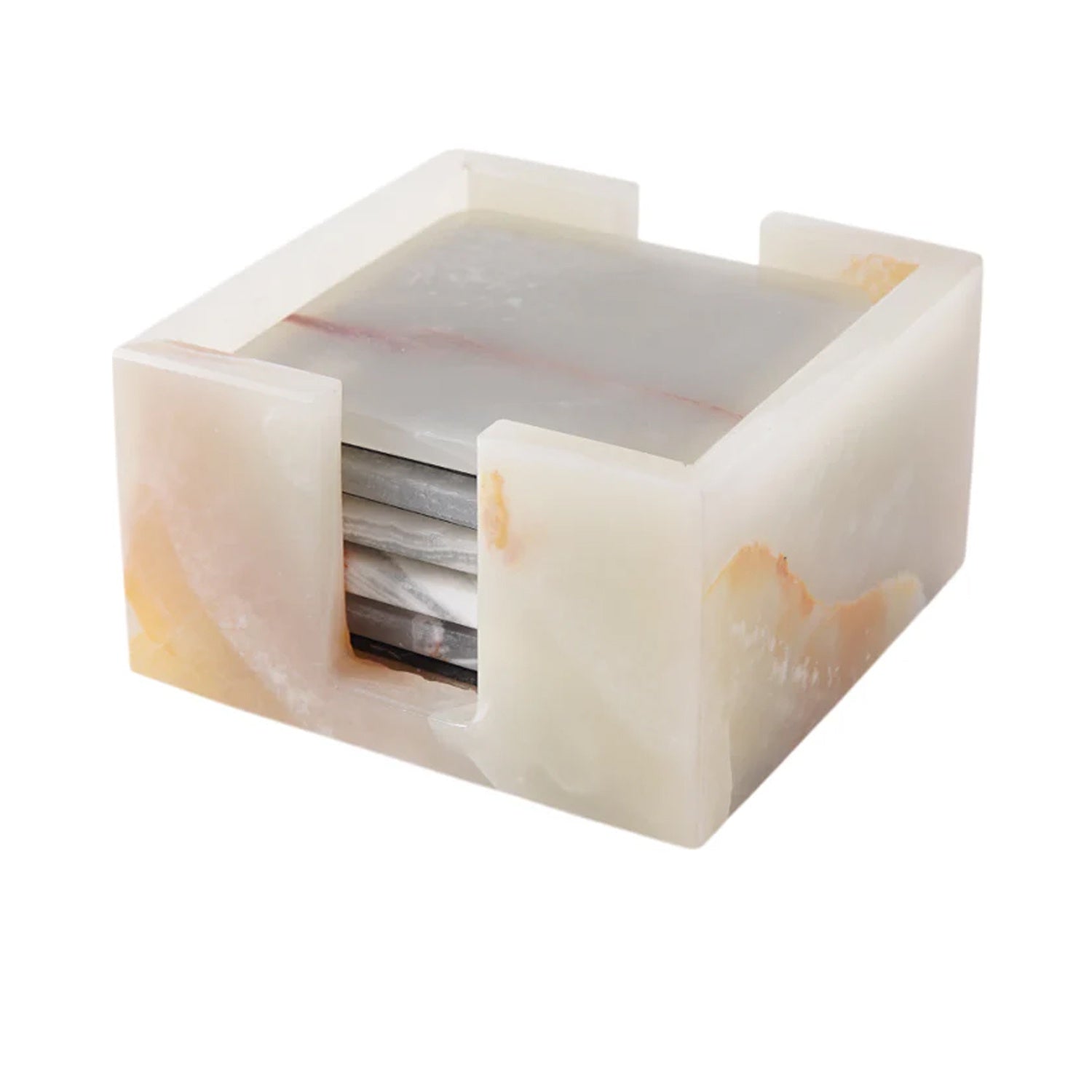 Coaster Set Square - White Onyx