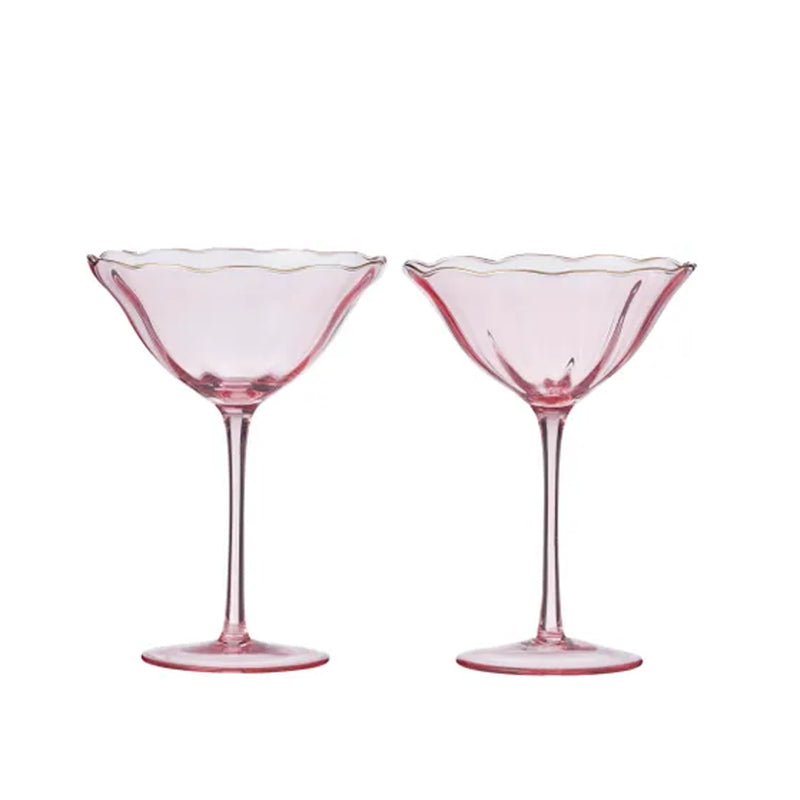 Coupe Glass Set 2 Crowne - Pink & Gold