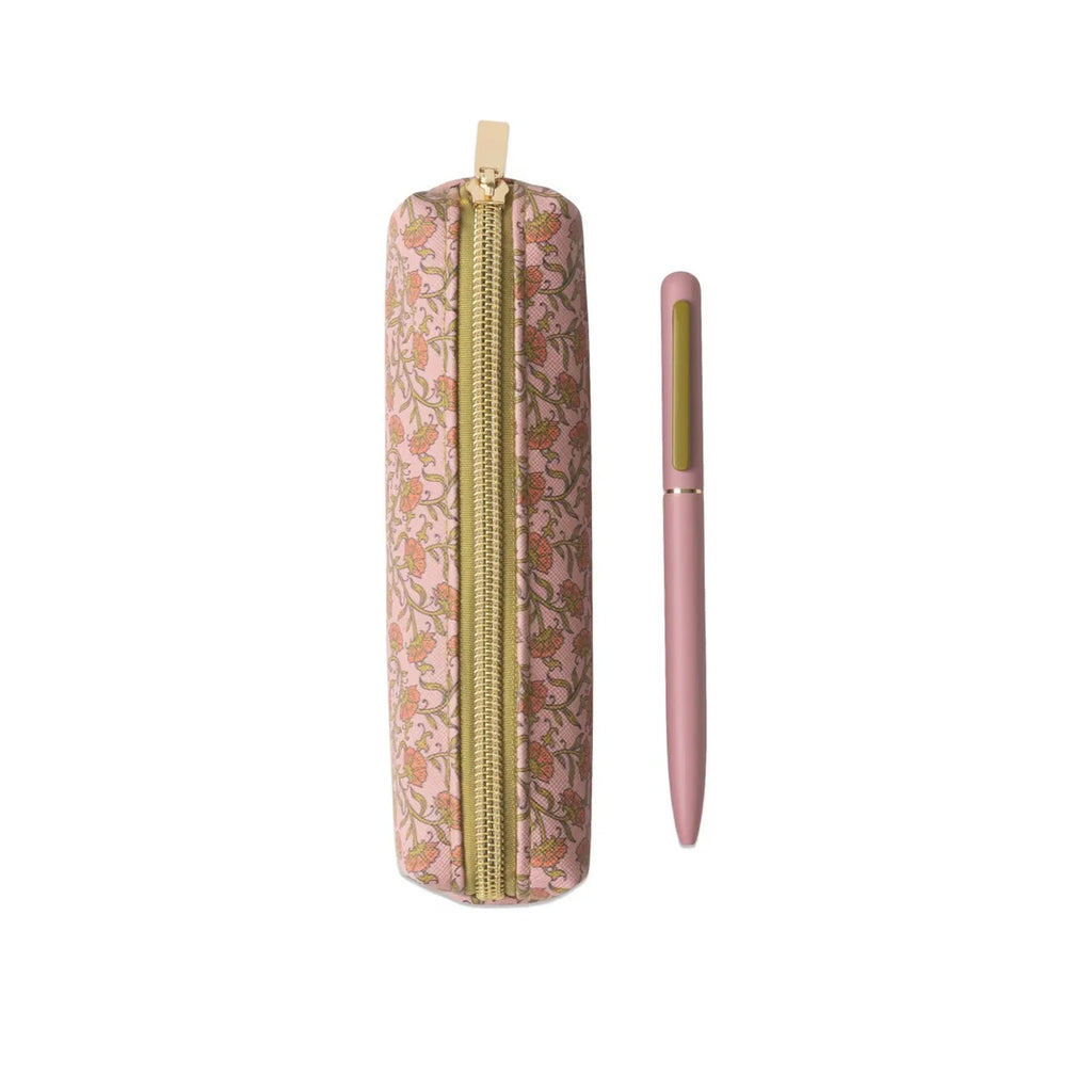 Pen & Pouch Set - Pink Vintage Floral