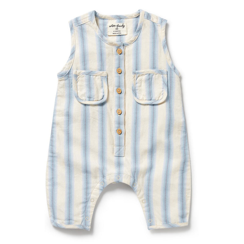Baby Growsuit - Deep Blue Stripe