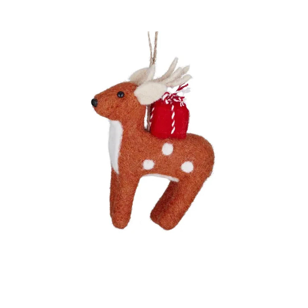 Deer/Gift Hanger Felt 8x4x14cm Brown
