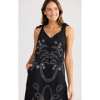 Dress Deira - Black & White Embroidery