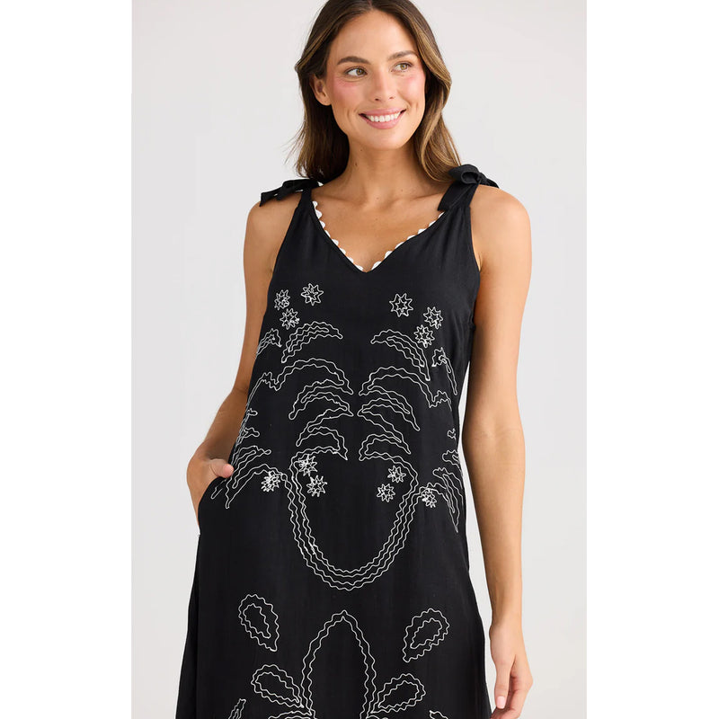 Dress Deira - Black & White Embroidery