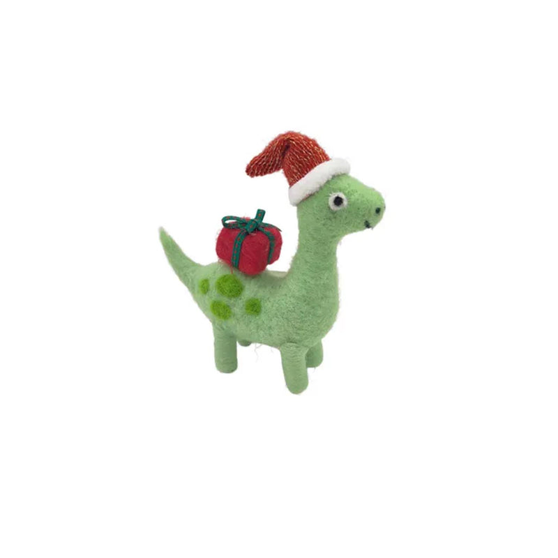 Dino Carrying Present Felt 13x13cm Green
