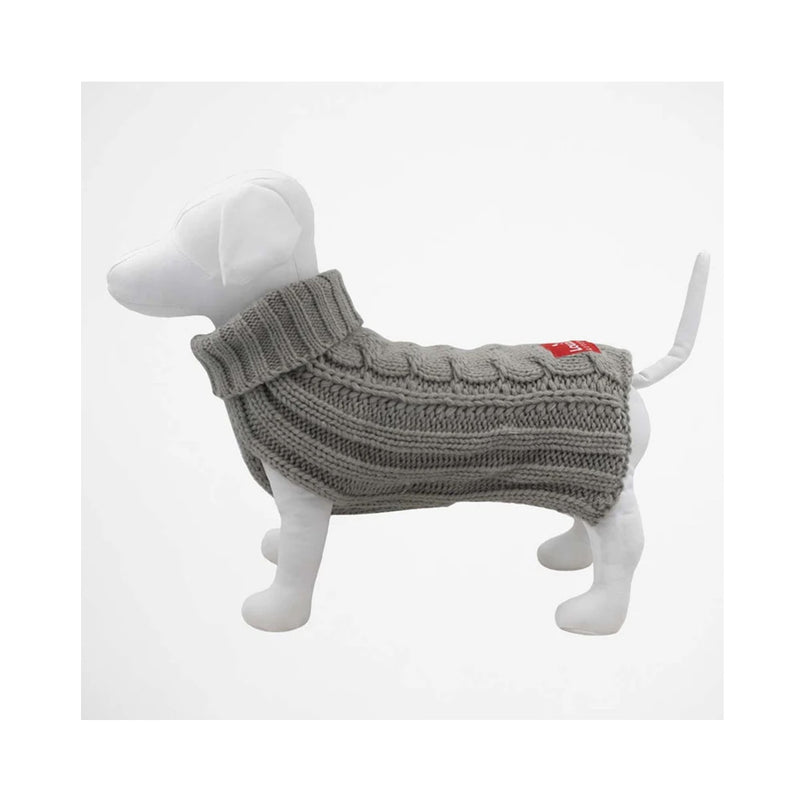 Dog Cable Knit Sweater - Grey