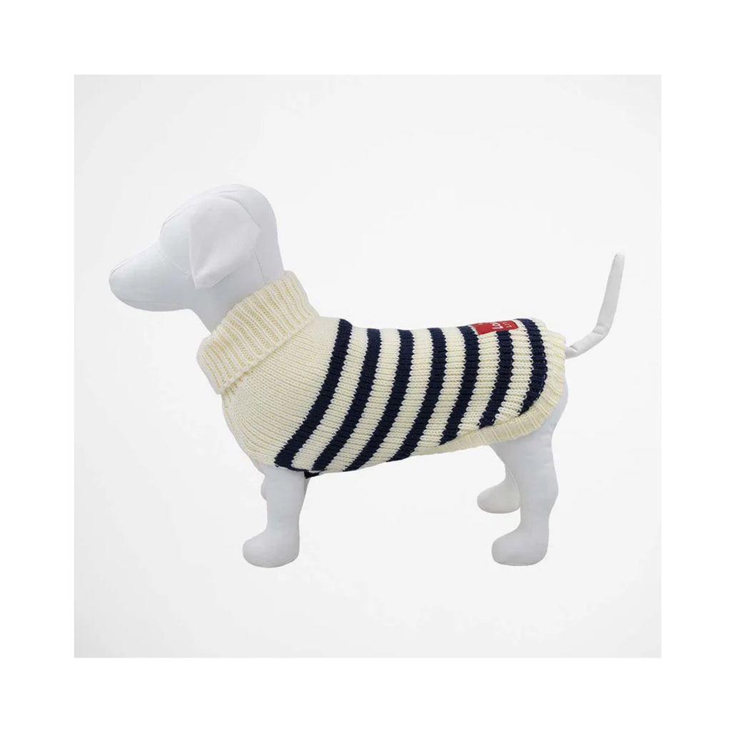 Dog Stripe Cardigan - Navy & White