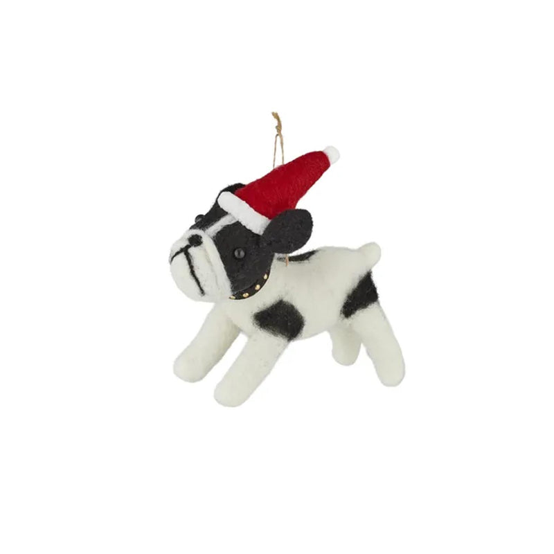 Dog W/Santa Hat Hanger Felt 13x14cm B/W