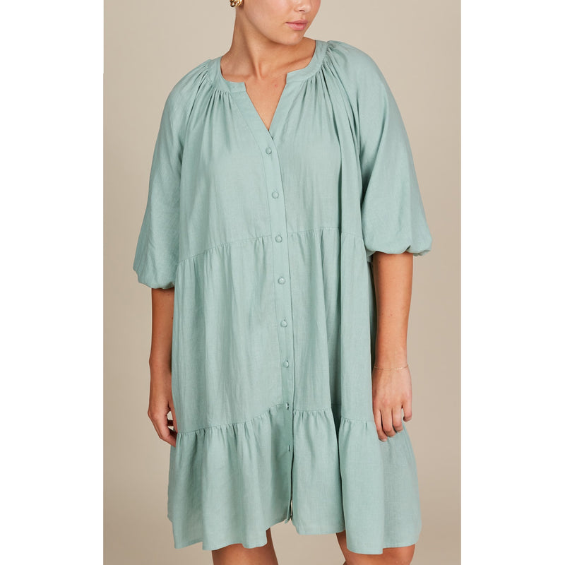 Dress Amelie Button ONE SIZE - Seafoam