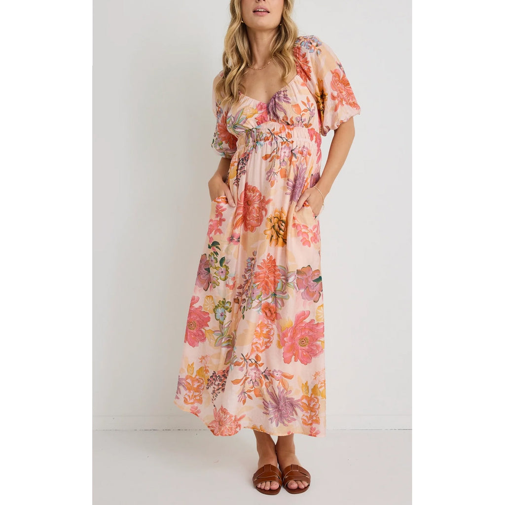 Dress Posy Peach Floral Midi