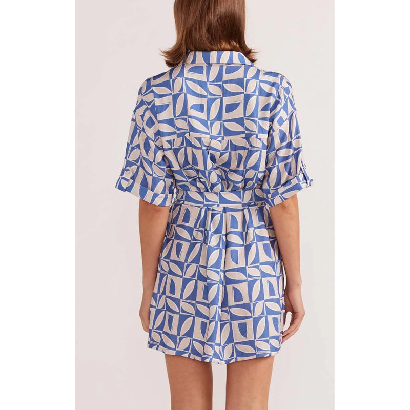 Dress Alto Mini Shirtdress - Blue Geo